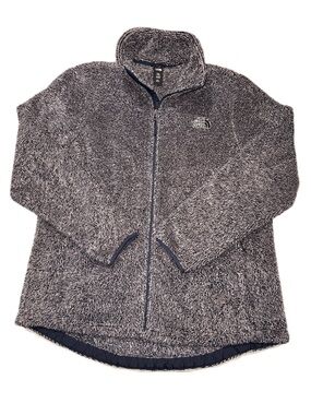 The North Face Osito XXL Sherpa Fuzzy Full-Zip Jacket Women Gray Black EUC